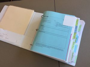 photo of an instructor's class binders